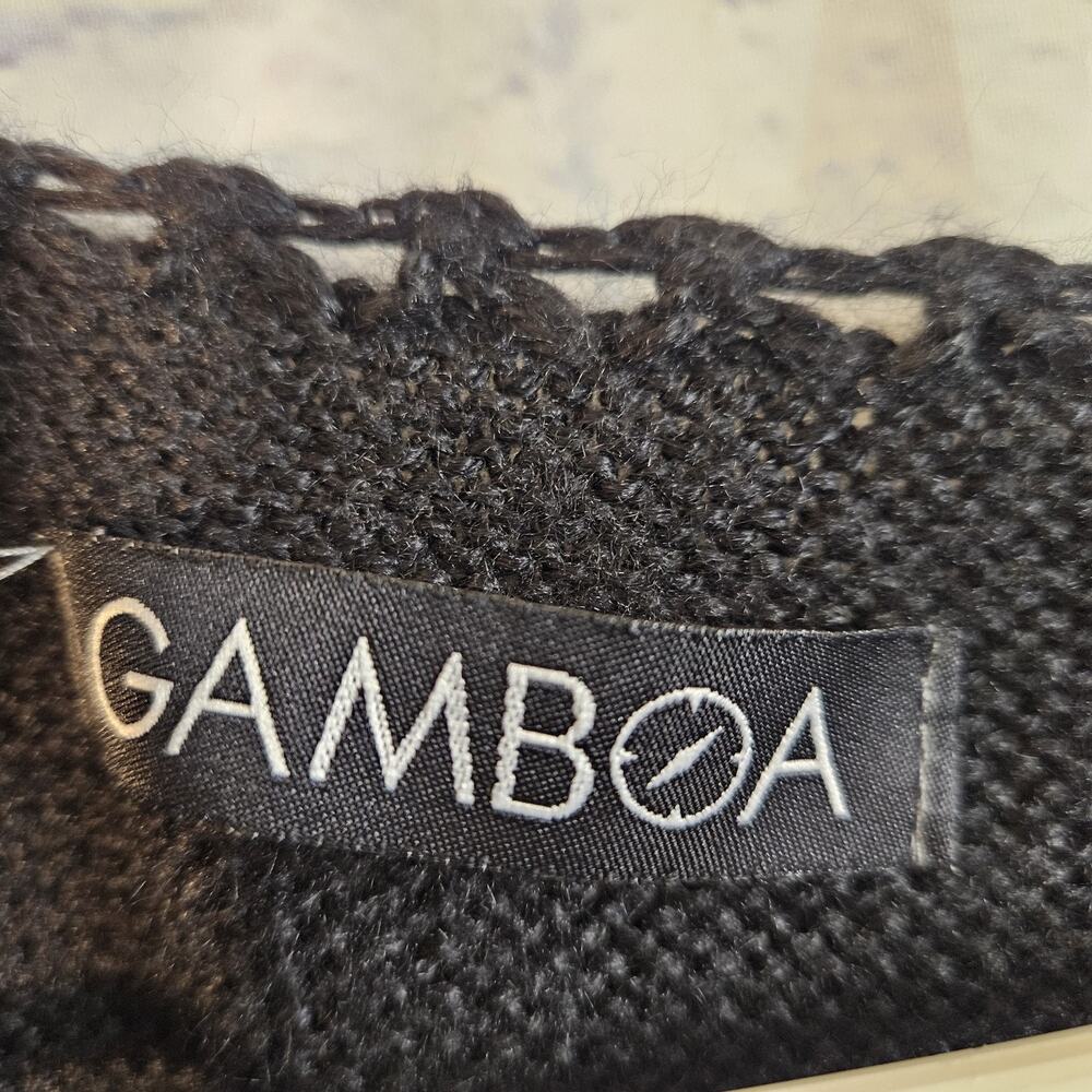 GAMBOA Sweater Size L Large? Black Alpaca Wool V-neck Long Sleeve - Picture 3 of 4